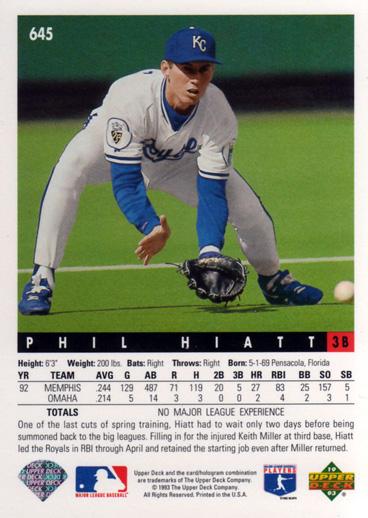 Phil Hiatt  baseball card collectible - Main Image 2