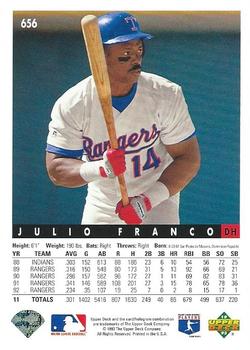Julio Franco  baseball card collectible - Main Image 2