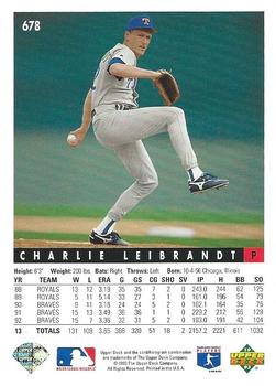Charlie Leibrandt  baseball card collectible - Main Image 2