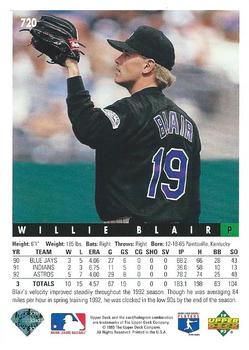 Willie Blair  baseball card collectible - Main Image 2