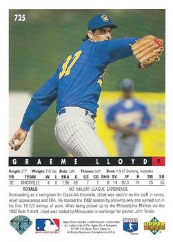 Graeme Lloyd  baseball card collectible - Main Image 2