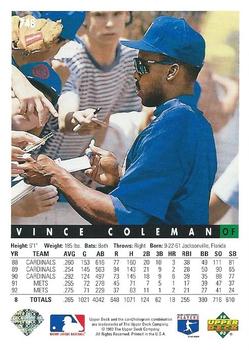 Vince Coleman  baseball card collectible - Main Image 2