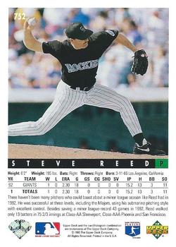 Steve Reed  baseball card collectible - Main Image 2