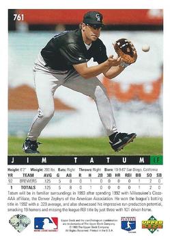 Jim Tatum  baseball card collectible - Main Image 2