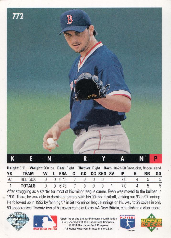 Ken Ryan  baseball card collectible - Main Image 2