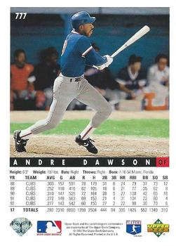 Andre Dawson  baseball card collectible - Main Image 2