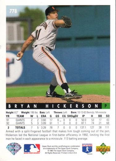 Bryan Hickerson  baseball card collectible - Main Image 2