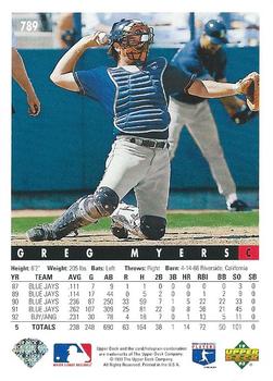 Greg Myers  baseball card collectible - Main Image 2