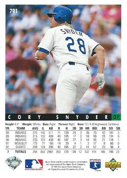 Cory Snyder  baseball card collectible - Main Image 2