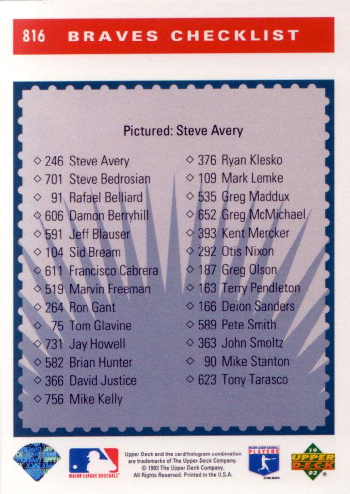 Steve Avery  baseball card collectible - Main Image 2