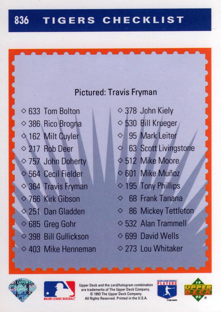 Travis Fryman  baseball card collectible - Main Image 2