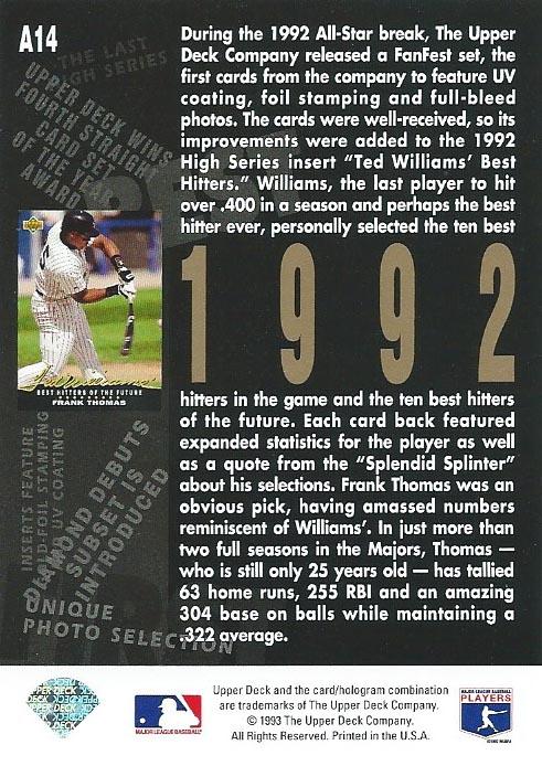 Frank Thomas  baseball card collectible - Main Image 2