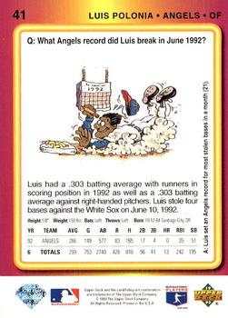 Luis Polonia  baseball card collectible - Main Image 2