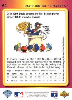 David Justice  baseball card collectible - Main Image 2