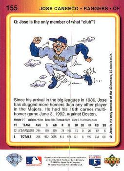 Jose Canseco  baseball card collectible - Main Image 2