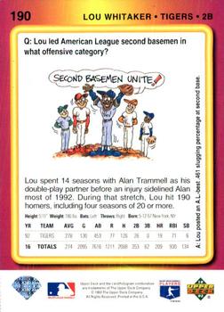 Lou Whitaker  baseball card collectible - Main Image 2