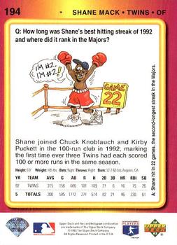 Shane Mack  baseball card collectible - Main Image 2