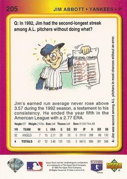 Jim Abbott  baseball card collectible - Main Image 2