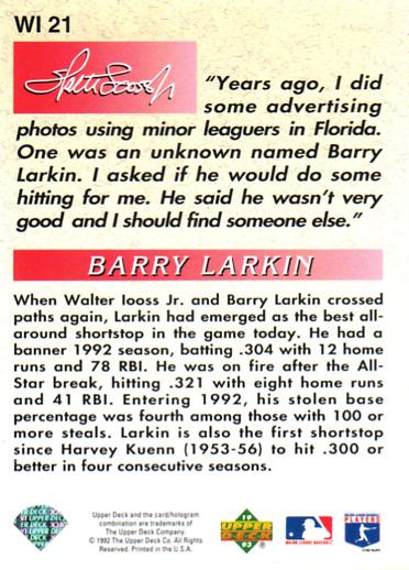 Barry Larkin  baseball card collectible - Main Image 2