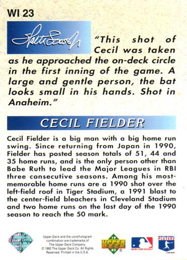 Cecil Fielder  baseball card collectible - Main Image 2