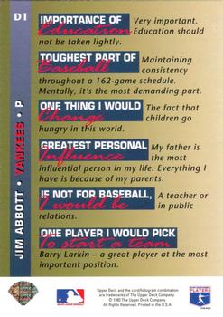 Jim Abbott  baseball card collectible - Main Image 2