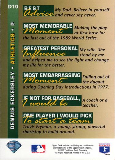 Dennis Eckersley  baseball card collectible - Main Image 2