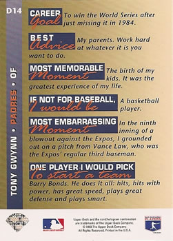 Tony Gwynn  baseball card collectible - Main Image 2