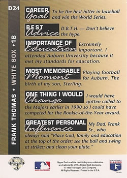 Frank Thomas  baseball card collectible - Main Image 2