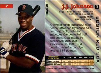J.J. Johnson  baseball card collectible - Main Image 2
