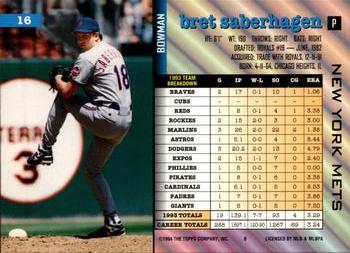 Bret Saberhagen  baseball card collectible - Main Image 2