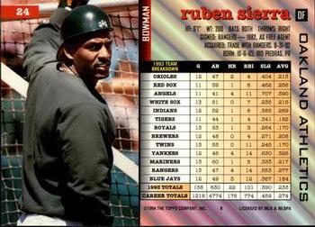 Ruben Sierra  baseball card collectible - Main Image 2