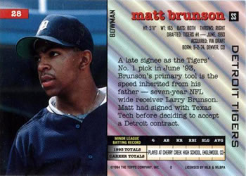 Matt Brunson  baseball card collectible - Main Image 2