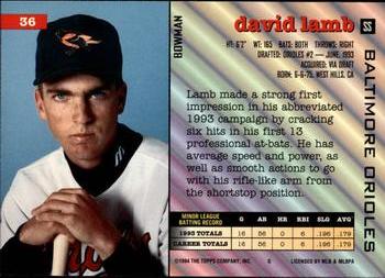 David Lamb  baseball card collectible - Main Image 2
