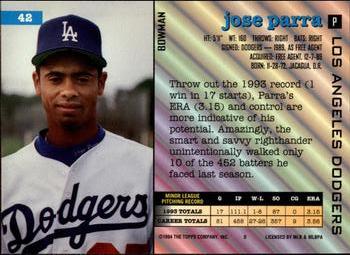 Jose Parra  baseball card collectible - Main Image 2