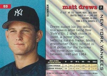 Matt Drews  baseball card collectible - Main Image 2