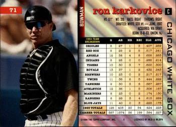 Ron Karkovice  baseball card collectible - Main Image 2