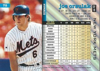 Joe Orsulak  baseball card collectible - Main Image 2