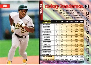 Rickey Henderson  baseball card collectible - Main Image 2