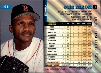 Otis Nixon  baseball card collectible - Main Image 2