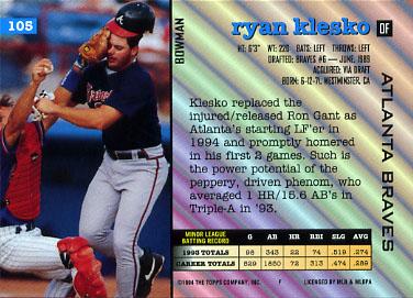 Ryan Klesko  baseball card collectible - Main Image 2