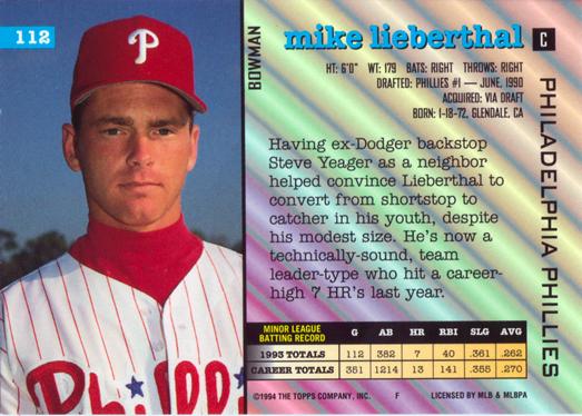 Mike Lieberthal  baseball card collectible - Main Image 2
