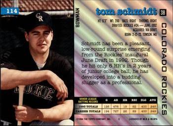 Tom Schmidt  baseball card collectible - Main Image 2