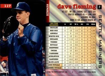 Dave Fleming  baseball card collectible - Main Image 2