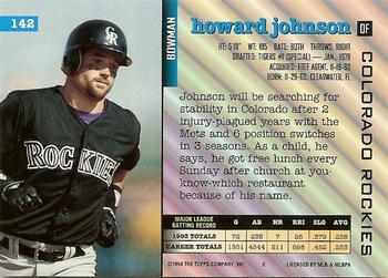 Howard Johnson  baseball card collectible - Main Image 2