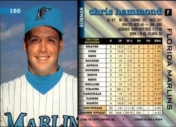 Chris Hammond  baseball card collectible - Main Image 2