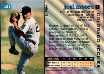 Joel Moore  baseball card collectible - Main Image 2