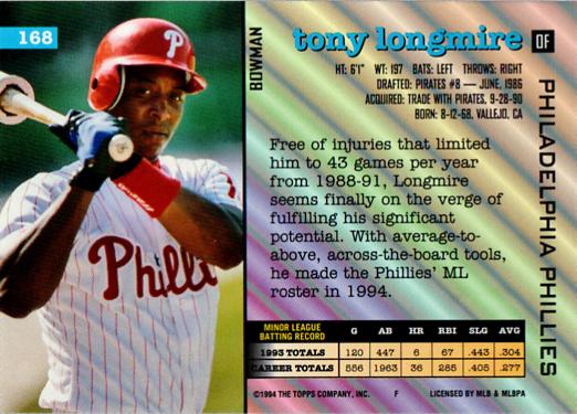 Tony Longmire  baseball card collectible - Main Image 2