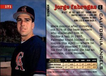 Jorge Fabregas  baseball card collectible - Main Image 2
