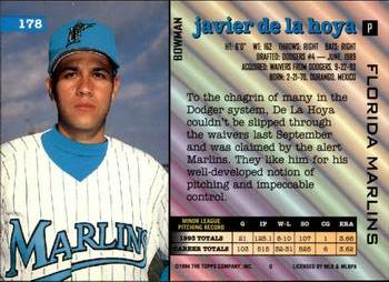 Javier De La Hoya  baseball card collectible - Main Image 2
