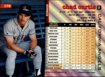 Chad Curtis  baseball card collectible - Main Image 2